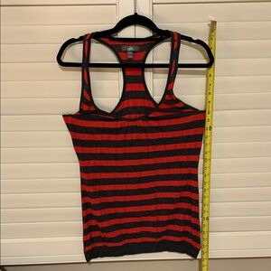 ALO Yoga Red and Black Striped Tank Top